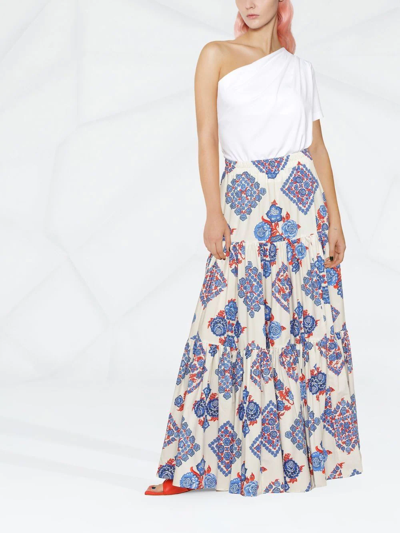 Shop La Doublej Floral-print A-line Maxi Skirt In White