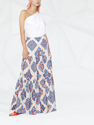 Shop La Doublej Floral-print A-line Maxi Skirt In White