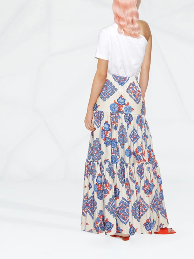 Shop La Doublej Floral-print A-line Maxi Skirt In White