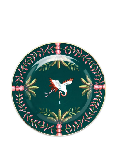 La Doublej Egret Set Of Two Dessert Plates In Green