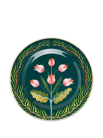La Doublej Tulips Set Of Two Dessert Plates In Green
