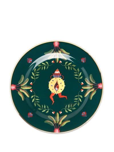 Shop La Doublej Graphic-print Dessert Plates (set Of 2) In Green