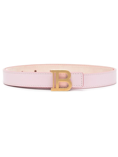 Shop Balmain Logo Buckle Belt In Pink