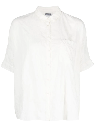 Shop Kristensen Du Nord Silk Short Sleeve Shirt In Neutrals