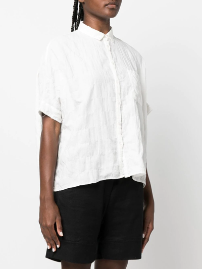 Shop Kristensen Du Nord Silk Short Sleeve Shirt In Neutrals