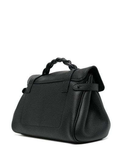 Shop Mulberry Alexa Heavy Grain Satchel Bag In Schwarz