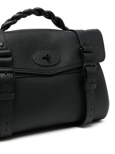 Shop Mulberry Alexa Heavy Grain Satchel Bag In Schwarz