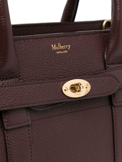 Shop Mulberry Small Bayswater Zipped Tote Bag In Brown