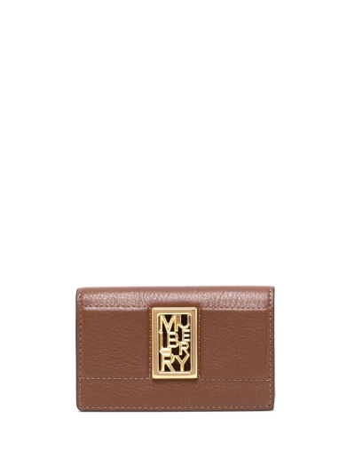 Shop Mulberry Sadielogo-plaque Cardholder In Brown
