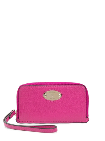 Shop Mulberry Logo Plaque Zip-around Wallet In Rosa