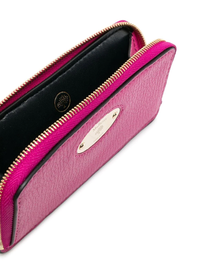 Shop Mulberry Logo Plaque Zip-around Wallet In Rosa