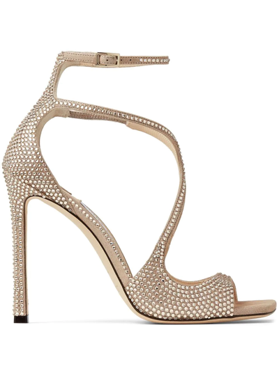 Shop Jimmy Choo Azia 95mm Crystal-embellished Sandals In Nude