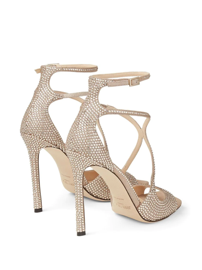 Shop Jimmy Choo Azia 95mm Crystal-embellished Sandals In Nude