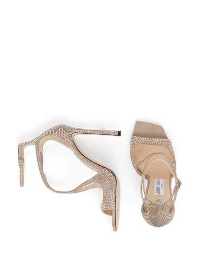 Shop Jimmy Choo Azia 95mm Crystal-embellished Sandals In Nude