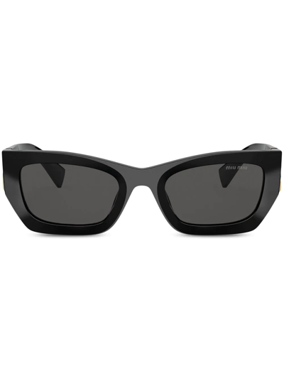 Shop Miu Miu Rectangle Frame Sunglasses In Black