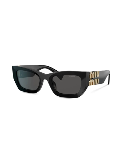 Shop Miu Miu Rectangle Frame Sunglasses In Black