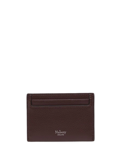 Shop Mulberry Small Logo-embossed Pebbled Cardholder In Brown