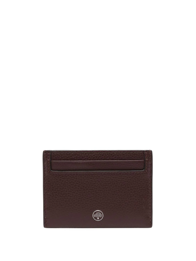 Shop Mulberry Small Logo-embossed Pebbled Cardholder In Brown
