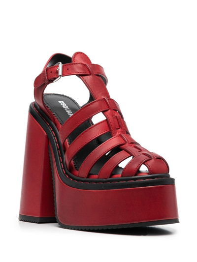Shop Dsquared2 170mm Heeled Platform Sandals In Red