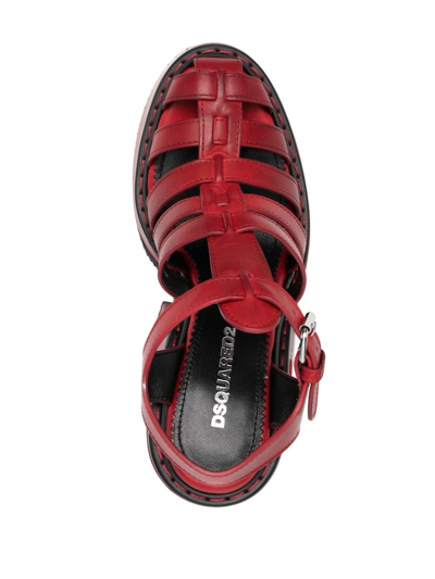 Dsquared2 170mm Heeled Platform Sandals In Red