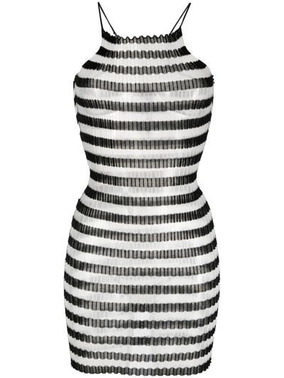 Shop A. Roege Hove Semi-sheer Striped Dress In Black