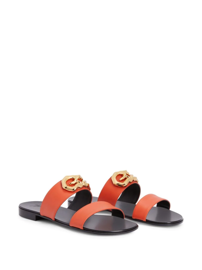 Shop Giuseppe Zanotti Gregory Double-strap Sandals In Orange