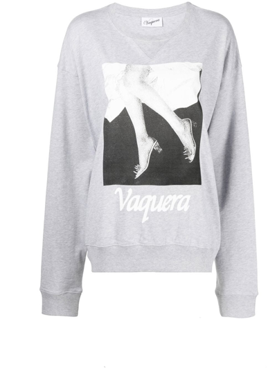 Shop Vaquera Graphic-print Crew-neck Sweatshirt In Grau