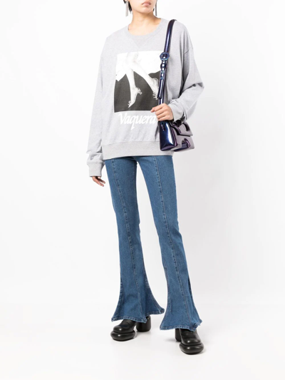 Shop Vaquera Graphic-print Crew-neck Sweatshirt In Grau