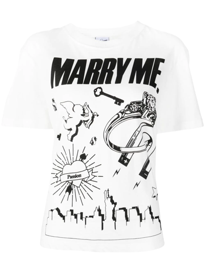 Shop Vaquera 'marry Me' Graphic-print T-shirt In Blanc De Blanc