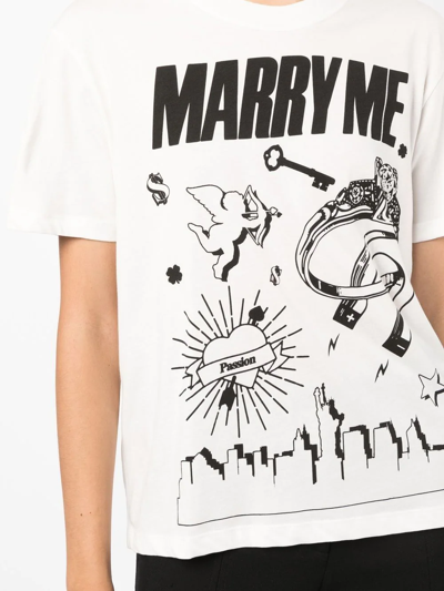 Shop Vaquera 'marry Me' Graphic-print T-shirt In Blanc De Blanc