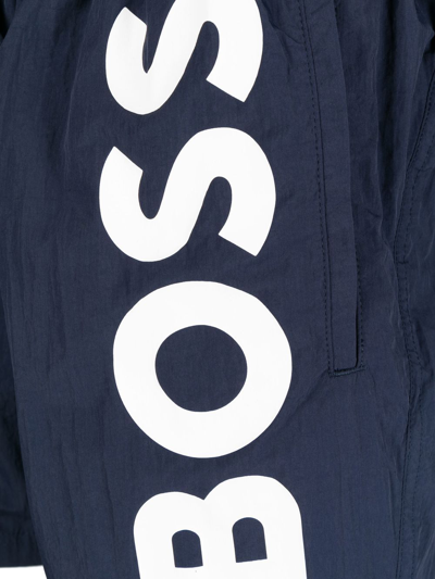 Shop Hugo Boss Octopus Logo-print Swim Shorts In Blue
