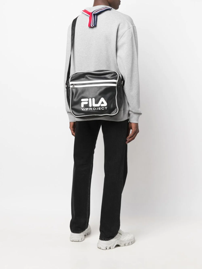 Shop Y/project X Fila Wire Leather Shoulder Bag In Black