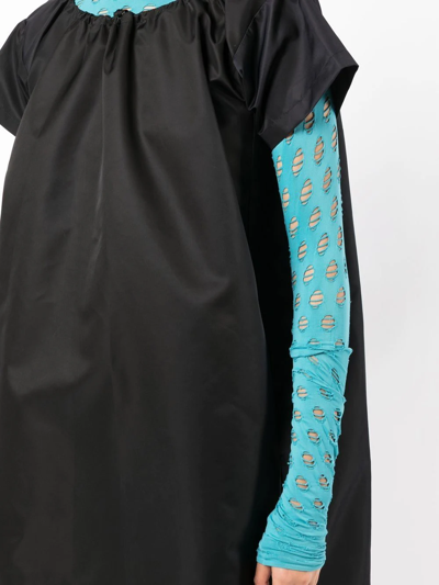 Shop Raf Simons Short-sleeve Gathered-neck Dress In Blau