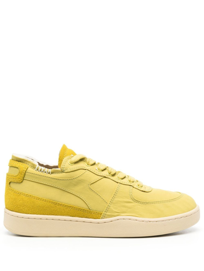 Shop Diadora Panelled Lace-up Sneakers In Yellow