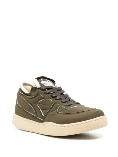 Shop Diadora Panelled Lace-up Sneakers In Green
