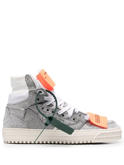 Off-white Off-court 3.0 Glitter High-top Trainers In White Silver | ModeSens