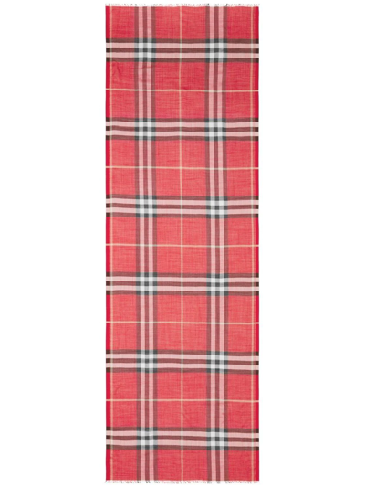 Shop Burberry Check-print Scarf In Rot