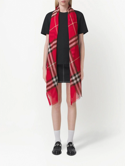Shop Burberry Check-print Scarf In Rot