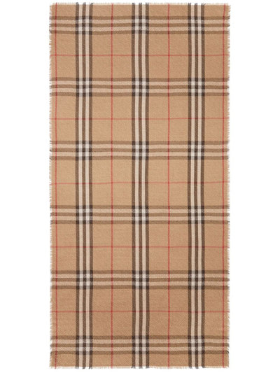 Shop Burberry Vintage Check Fine-knit Scarf In Nude