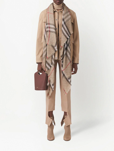 Shop Burberry Vintage Check Fine-knit Scarf In Nude