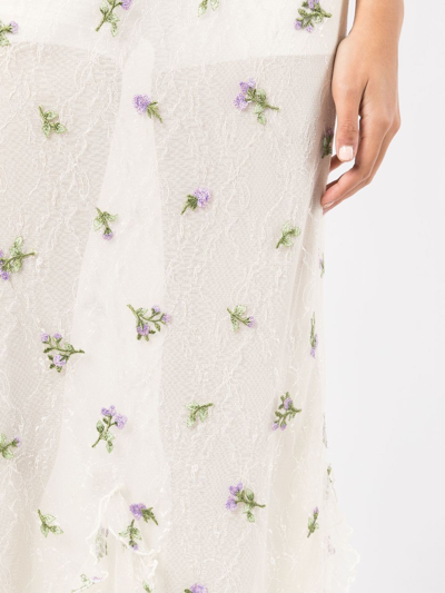 花卉刺绣蕾丝中长半身裙