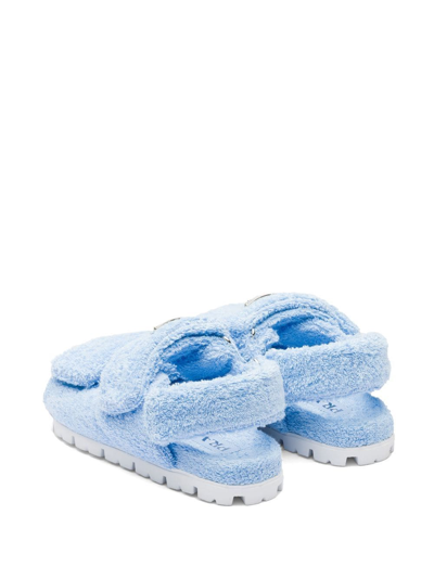 Shop Prada Terrycloth Slingback Sandals In Blau