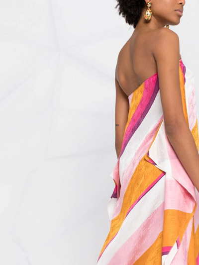 Shop Fendi Diagonal-stripe Maxi Dress In Rosa