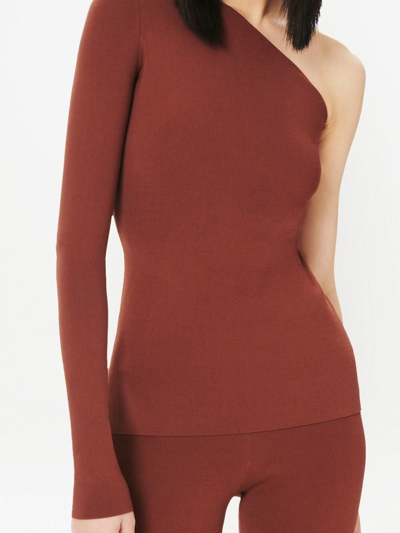 Shop Victoria Beckham Single-sleeve Bodycon Top In Braun