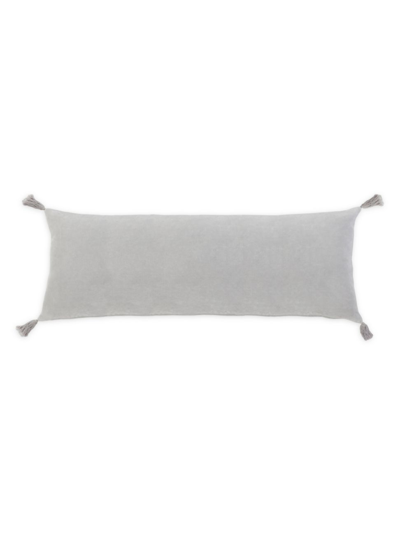 Shop Pom Pom At Home Bianca Tassel-embellished Velvet Pillow In Light Grey