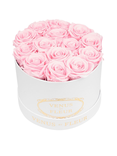 Shop Venus Et Fleur Classic Small Round Box With Pure White Roses