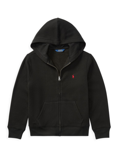 Shop Polo Ralph Lauren Boy's Cotton-blend Fleece Hoodie In Black