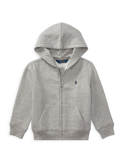 Shop Polo Ralph Lauren Boy's Cotton-blend Fleece Hoodie In Heather Grey