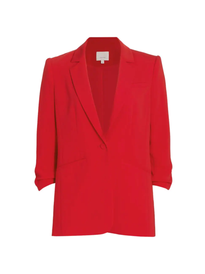 Shop Cinq À Sept Women's Khloe Crepe Ruched Blazer In Ruby Red