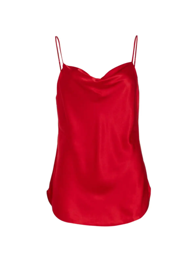 Shop Cinq À Sept Women's Marta Silk Cowlneck Cami Top In Ruby Red